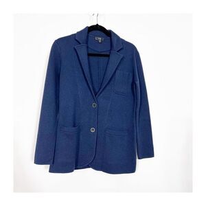 J. Crew Classic Knit Sweater Blazer In Navy Blue Wool Blend BB682 Womens XS
